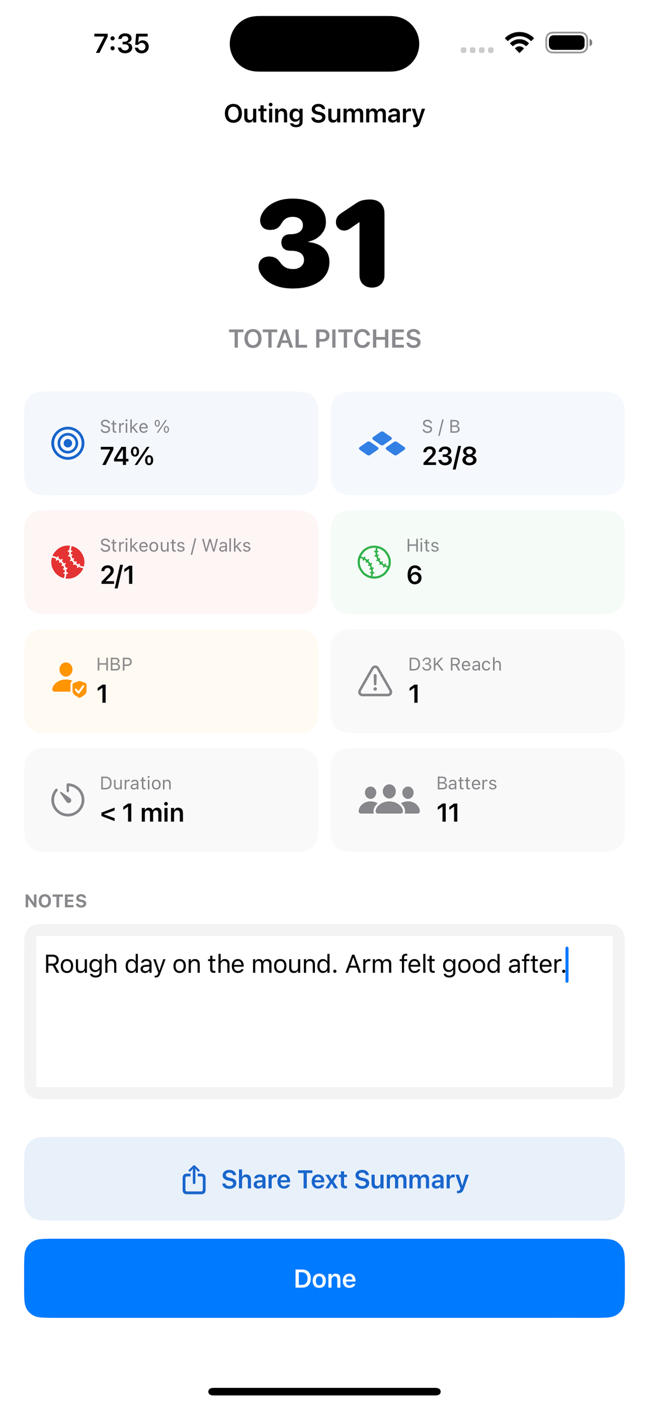 PitchPal Pitch Limit Warning